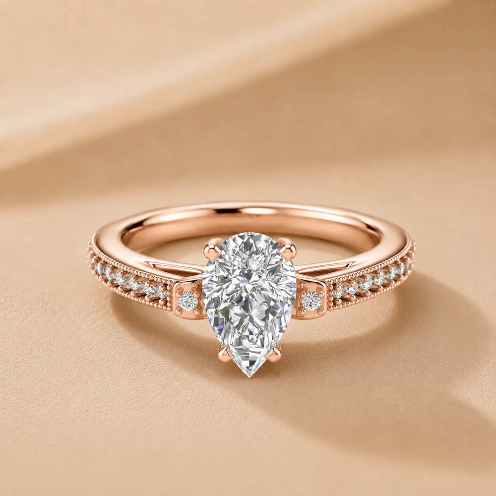 Vintage-Inspired Solitaire Ring with Accent Stone Details