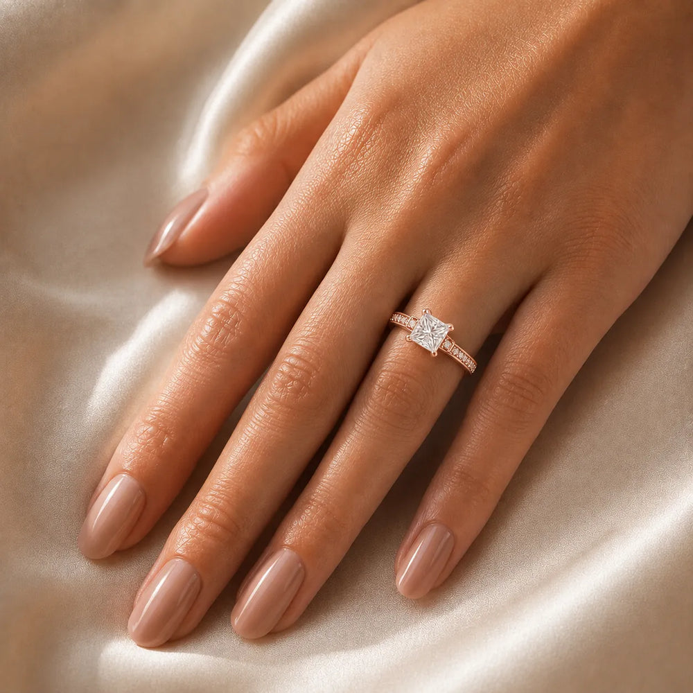 Vintage-Inspired Solitaire Ring with Accent Stone Details