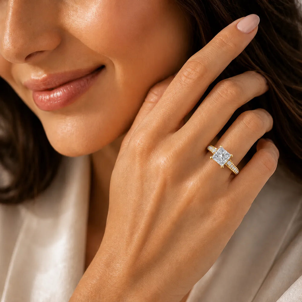 Vintage-Inspired Solitaire Ring with Accent Stone Details