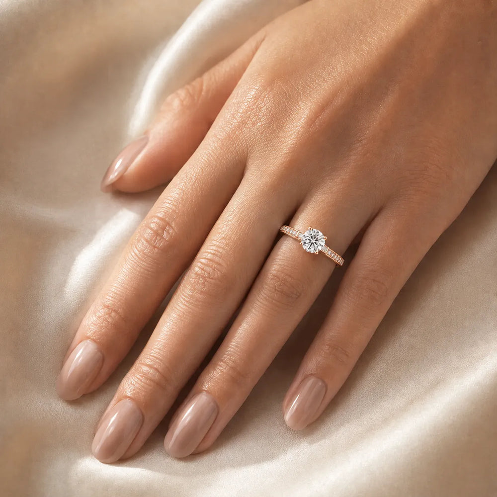 Vintage-Inspired Solitaire Ring with Accent Stone Details