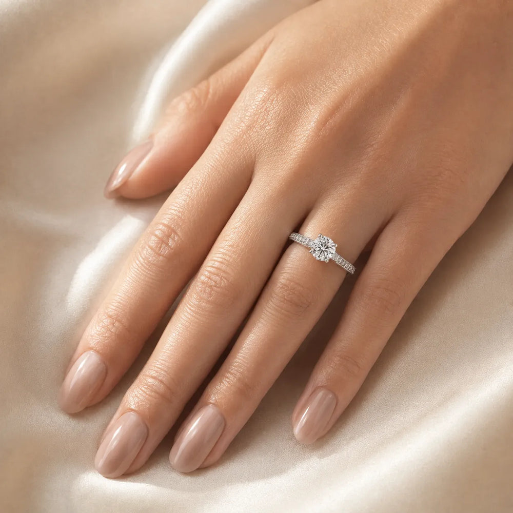 Vintage-Inspired Solitaire Ring with Accent Stone Details