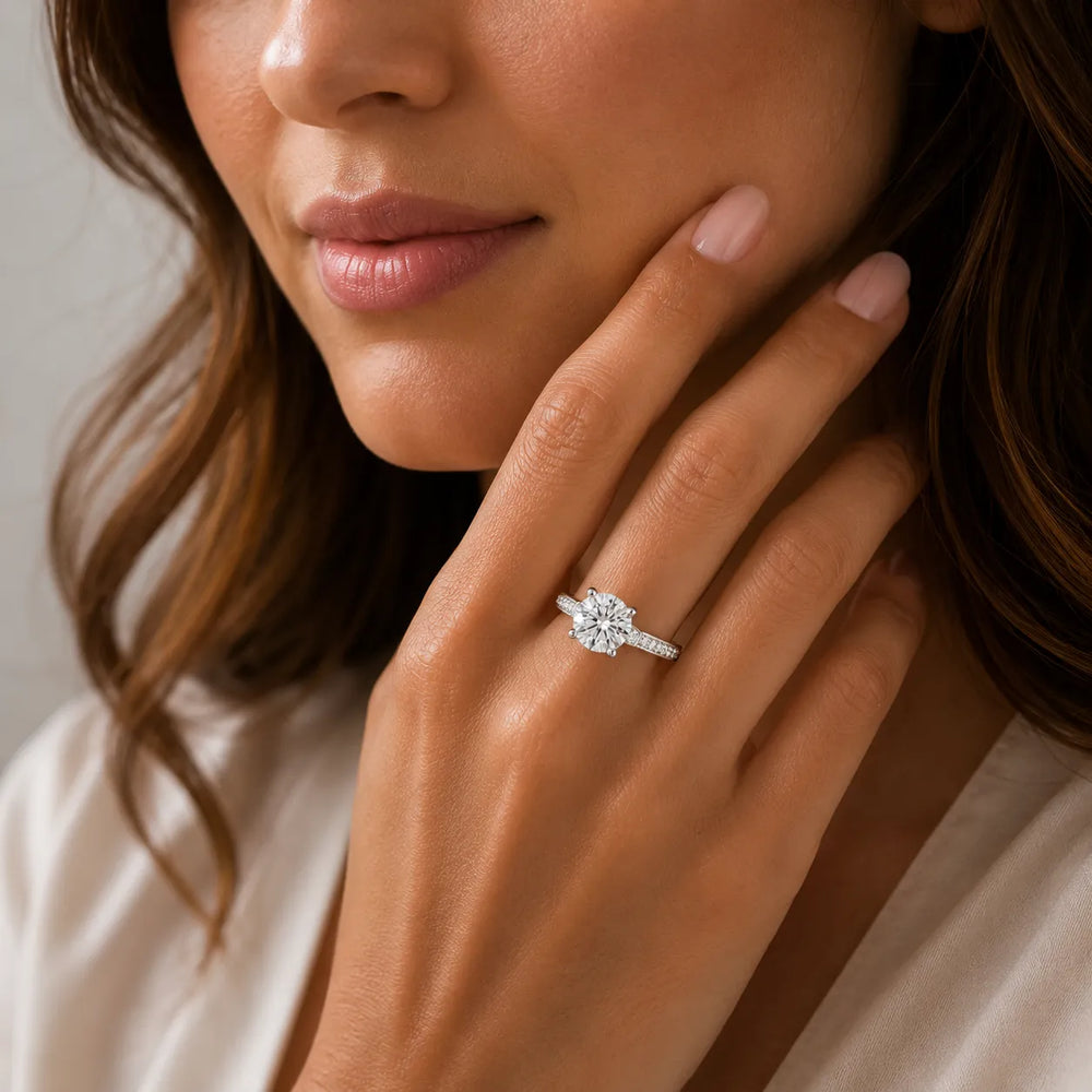 Vintage-Inspired Solitaire Ring with Accent Stone Details