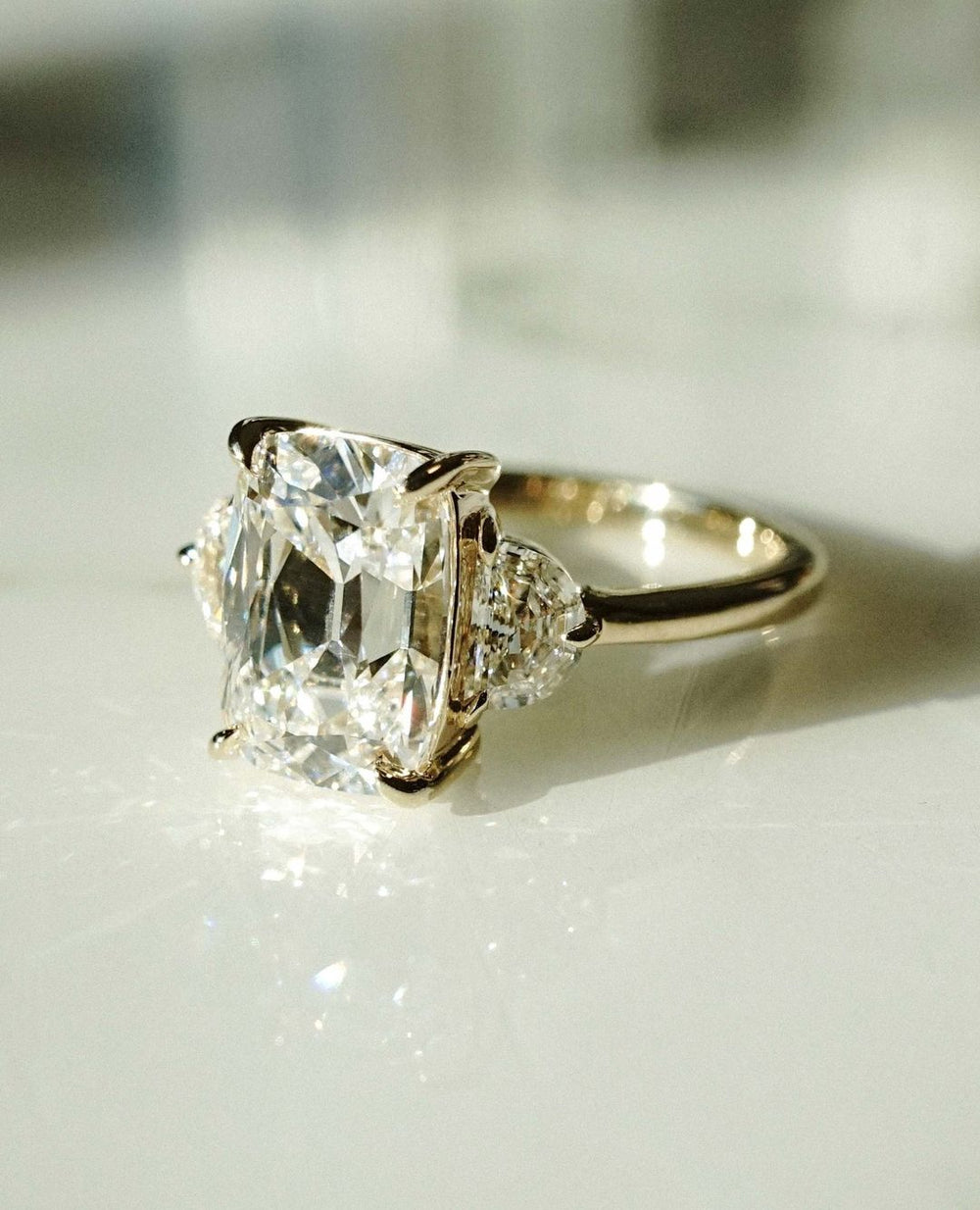 Old Mine Cushion Cut Labgrown Engagement Ring