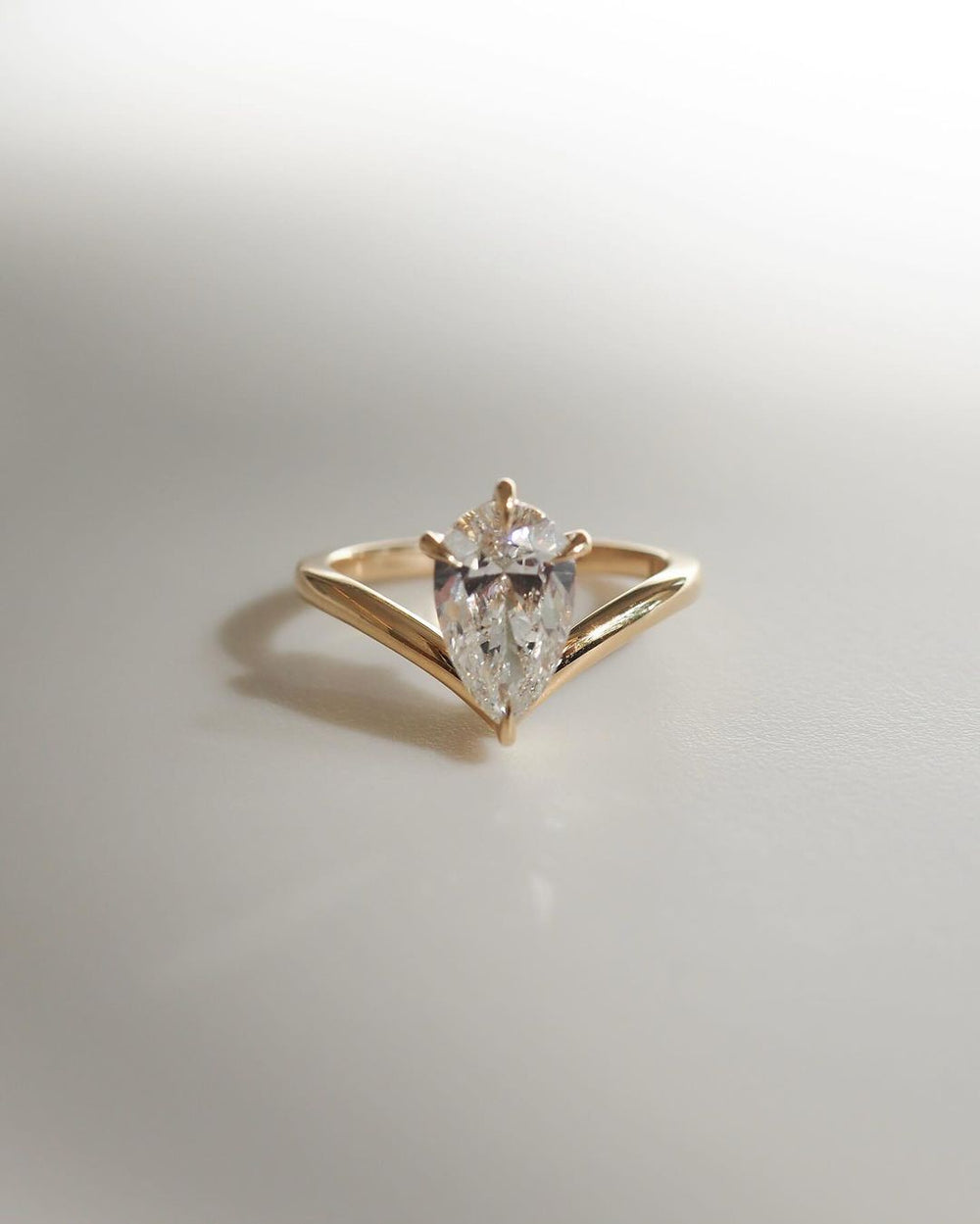 Elongated Pear Cut Labgrown Engagement Ring