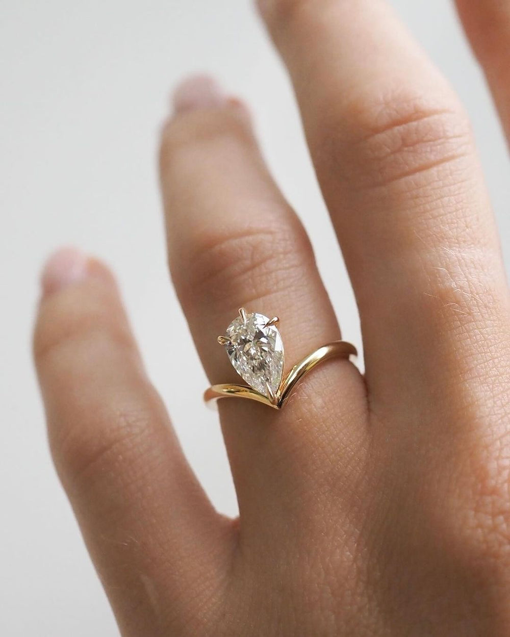 Elongated Pear Cut Labgrown Engagement Ring