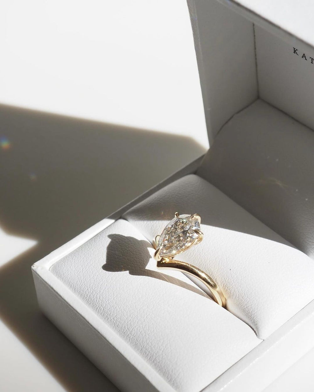 Elongated Pear Cut Labgrown Engagement Ring