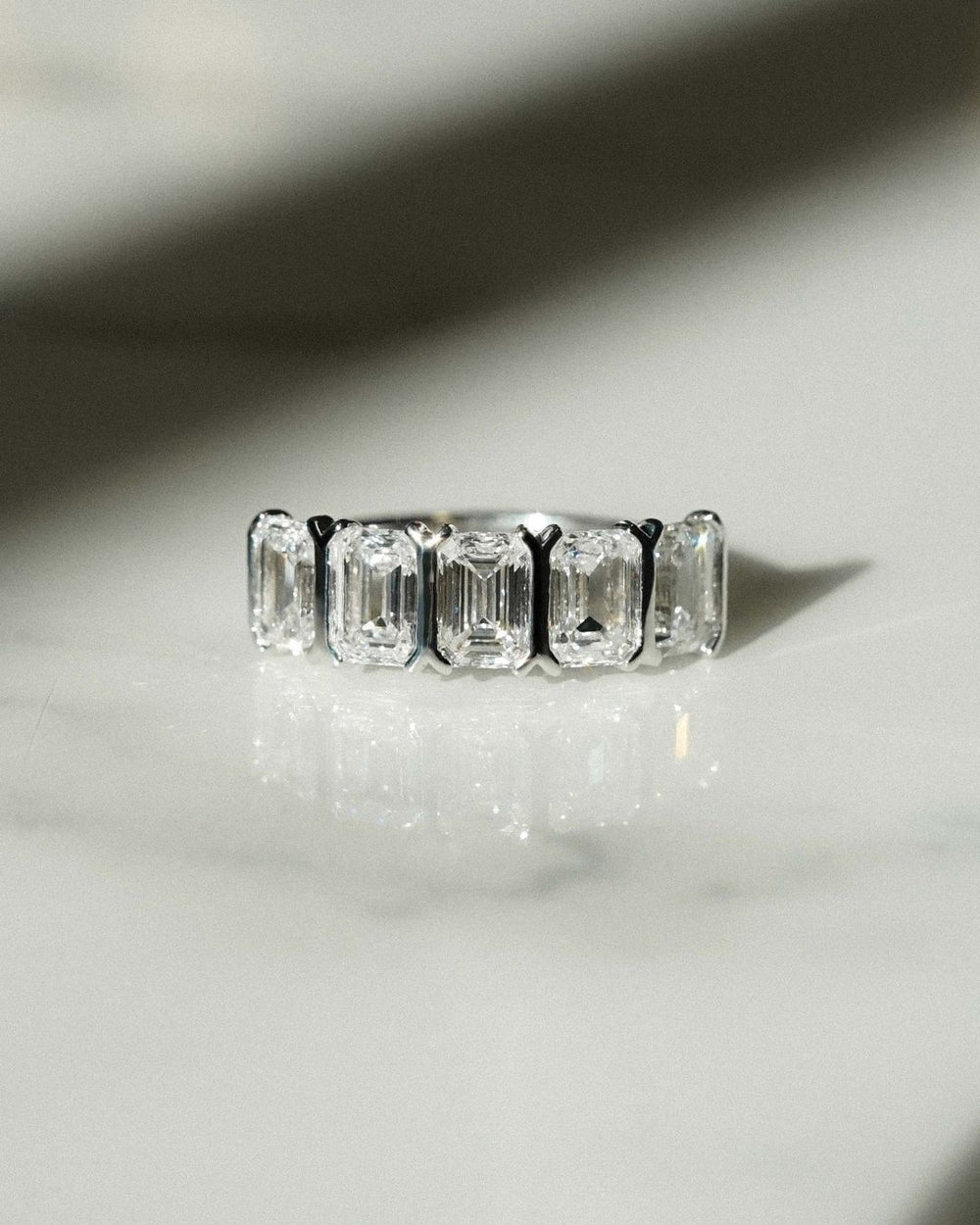 Emerald Cut Wedding Band Women Labgrown Band
