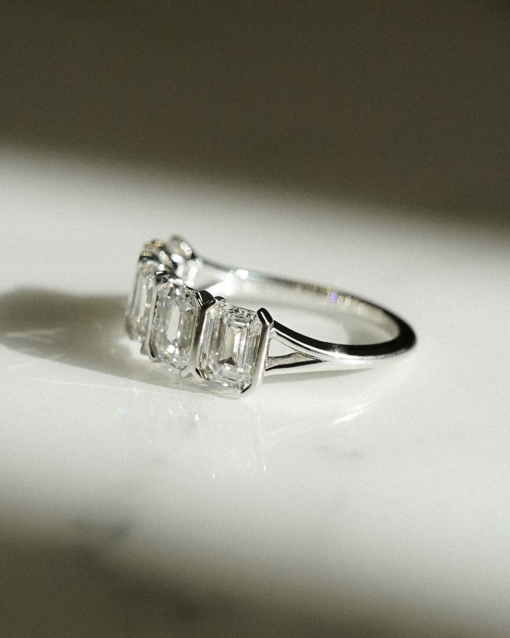 Emerald Cut Wedding Band Women Labgrown Band