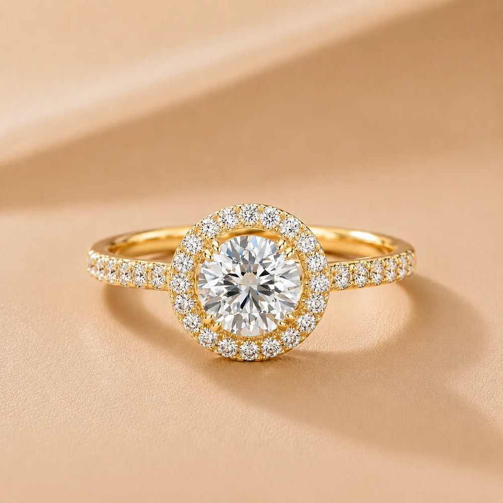 Aurora Halo Round Diamond Engagement Ring