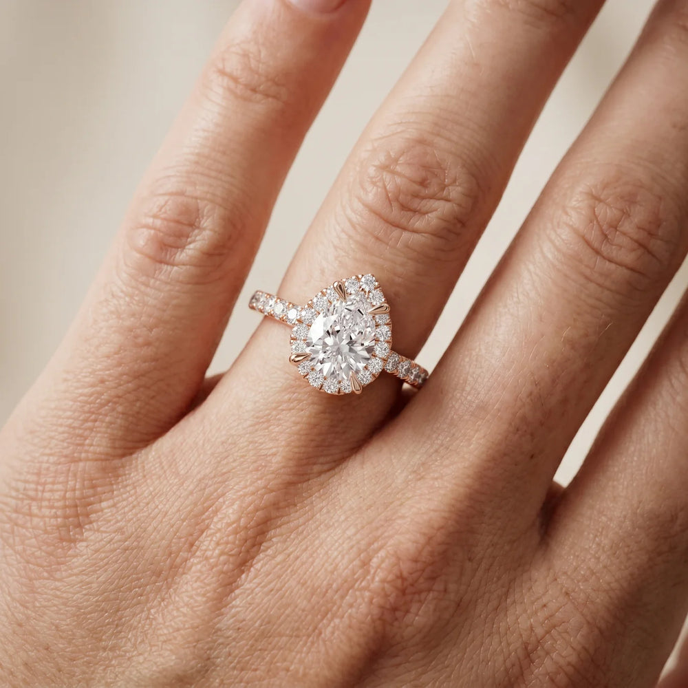 Aurora Halo Pear Diamond Engagement Ring