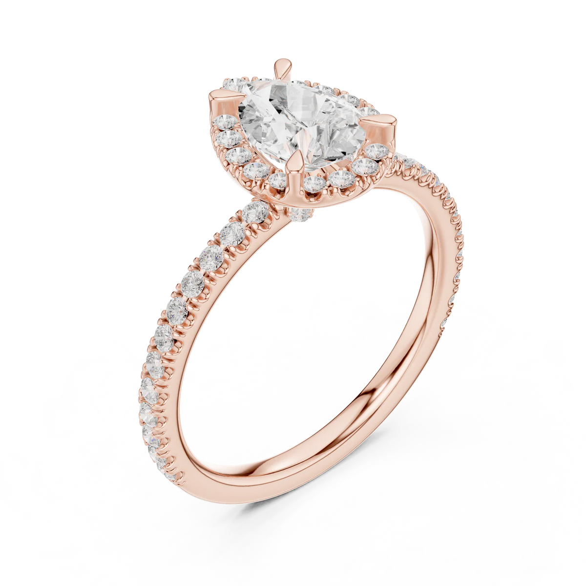 Aurora Halo Pear Diamond Engagement Ring