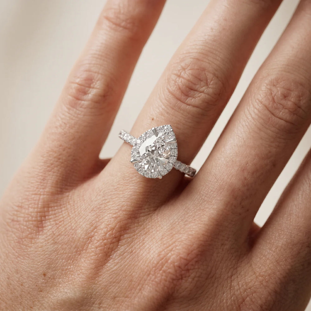 Aurora Halo Pear Diamond Engagement Ring