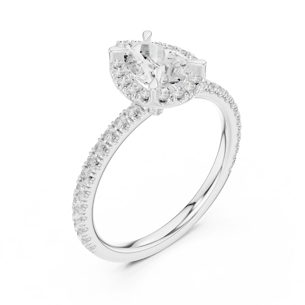 Aurora Halo Pear Diamond Engagement Ring