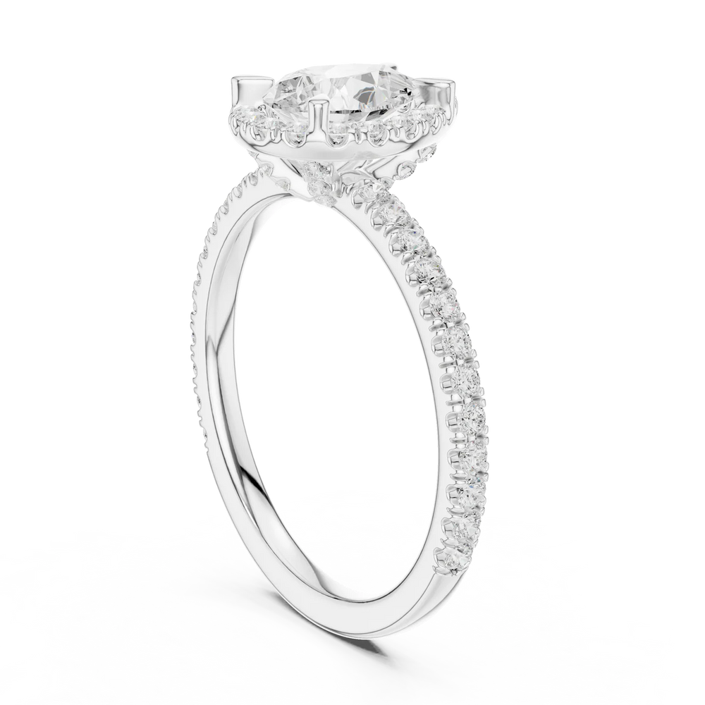 Aurora Halo Pear Diamond Engagement Ring