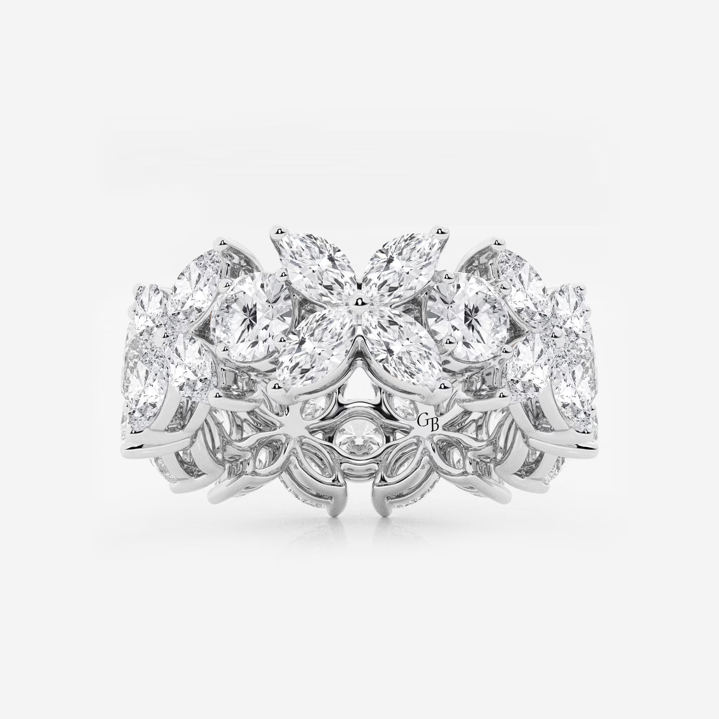 Gwyneth 5 ctw Marquise and Round Lab Grown Diamond Flower Eternity Band - 8.3mm Width