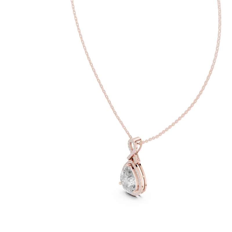 Pear Shape Diamond Halo Pendant Necklace with Infinity Bail