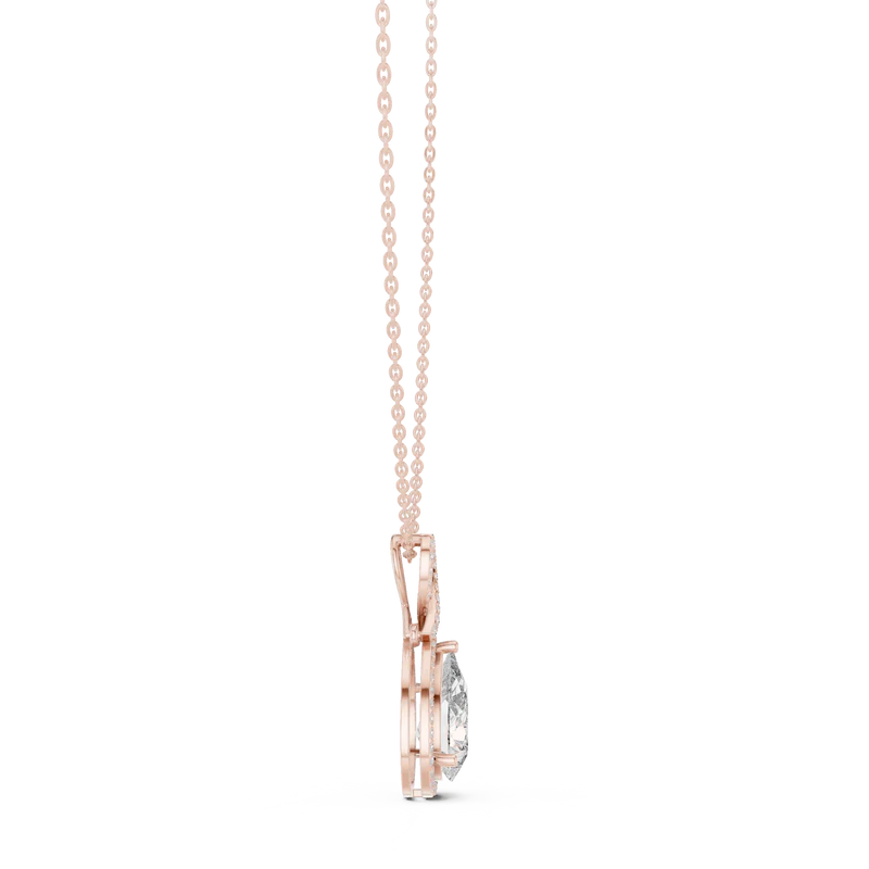 Pear Shape Diamond Halo Pendant Necklace with Infinity Bail
