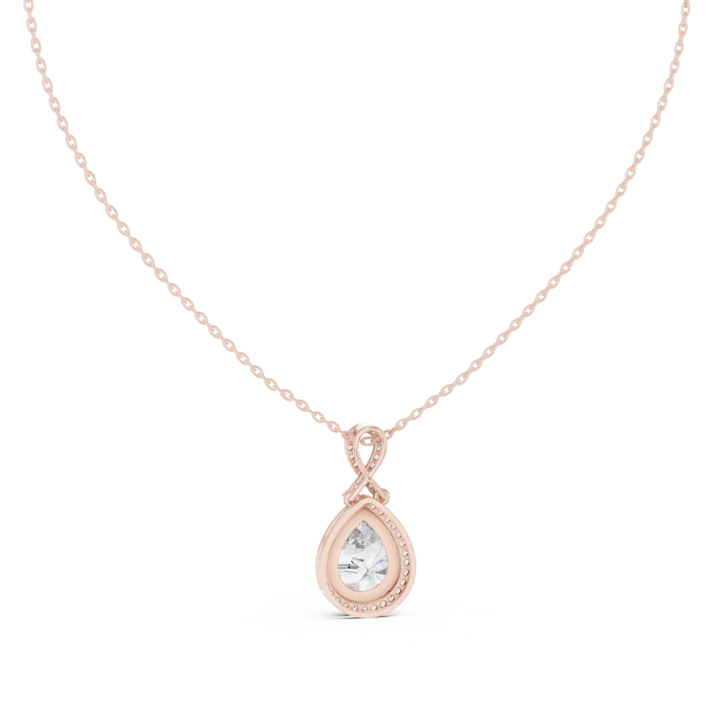 Pear Shape Diamond Halo Pendant Necklace with Infinity Bail