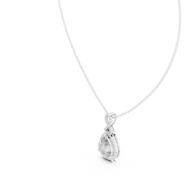 Pear Shape Diamond Halo Pendant Necklace with Infinity Bail