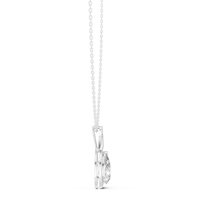 Pear Shape Diamond Halo Pendant Necklace with Infinity Bail