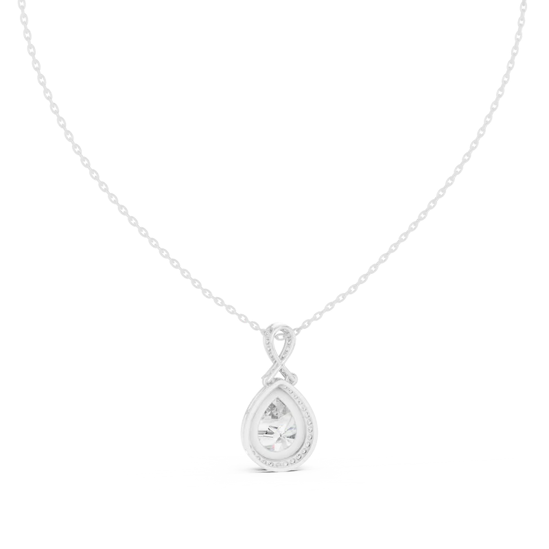 Pear Shape Diamond Halo Pendant Necklace with Infinity Bail