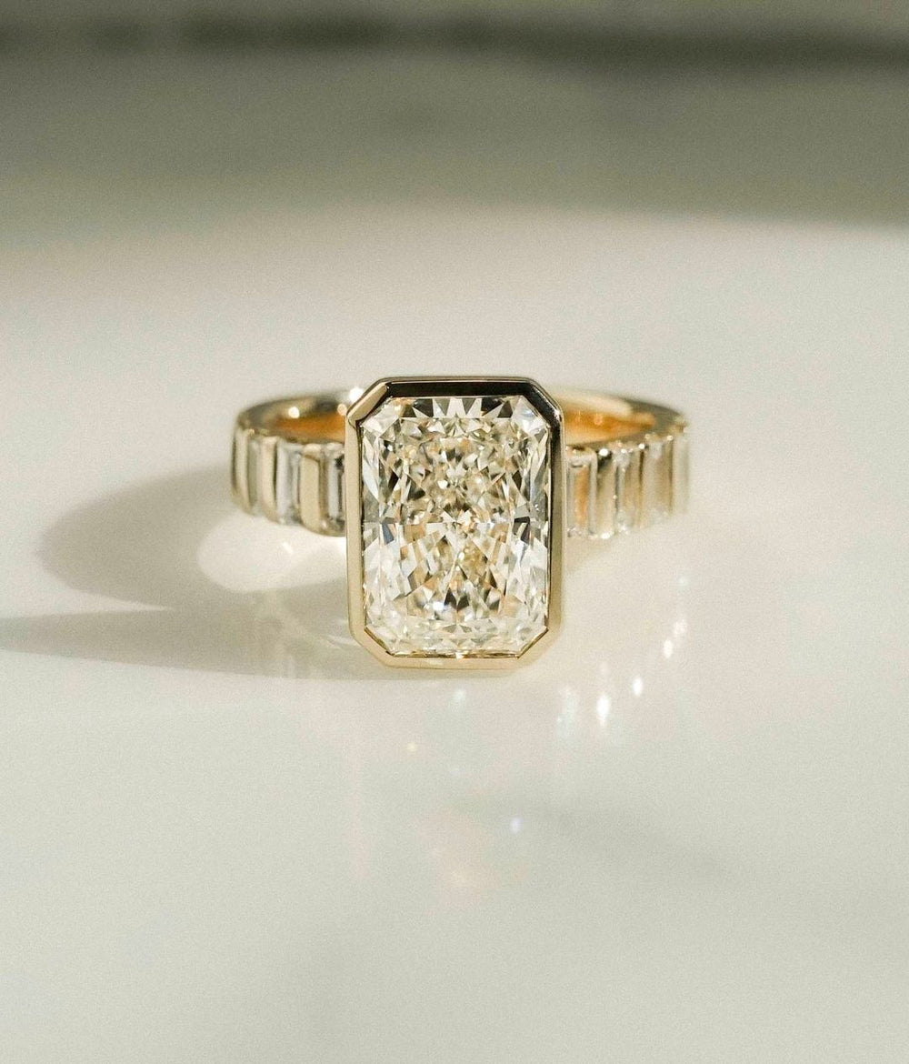Bezel Set Radiant Cut Labgrown Engagement Ring