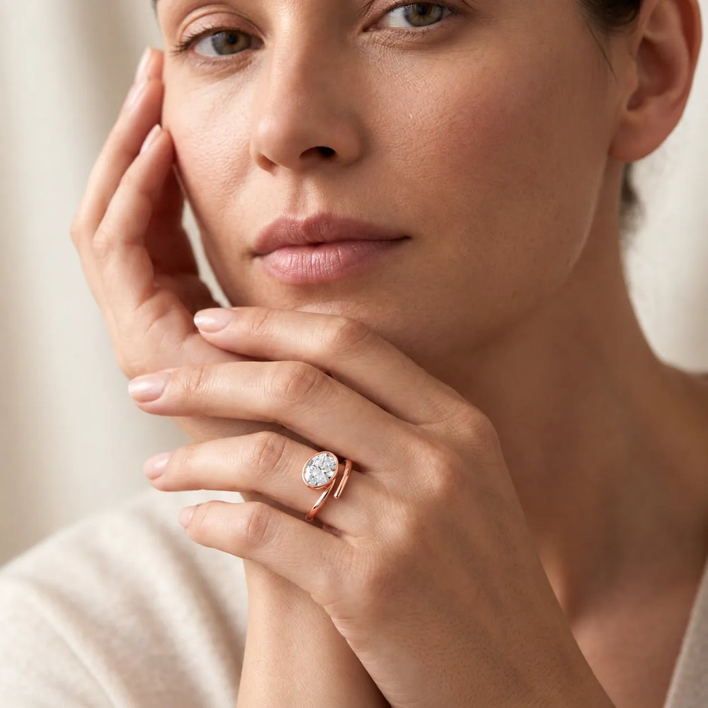 Elegant Pear-Cut Bezel Wrap Diamond Ring