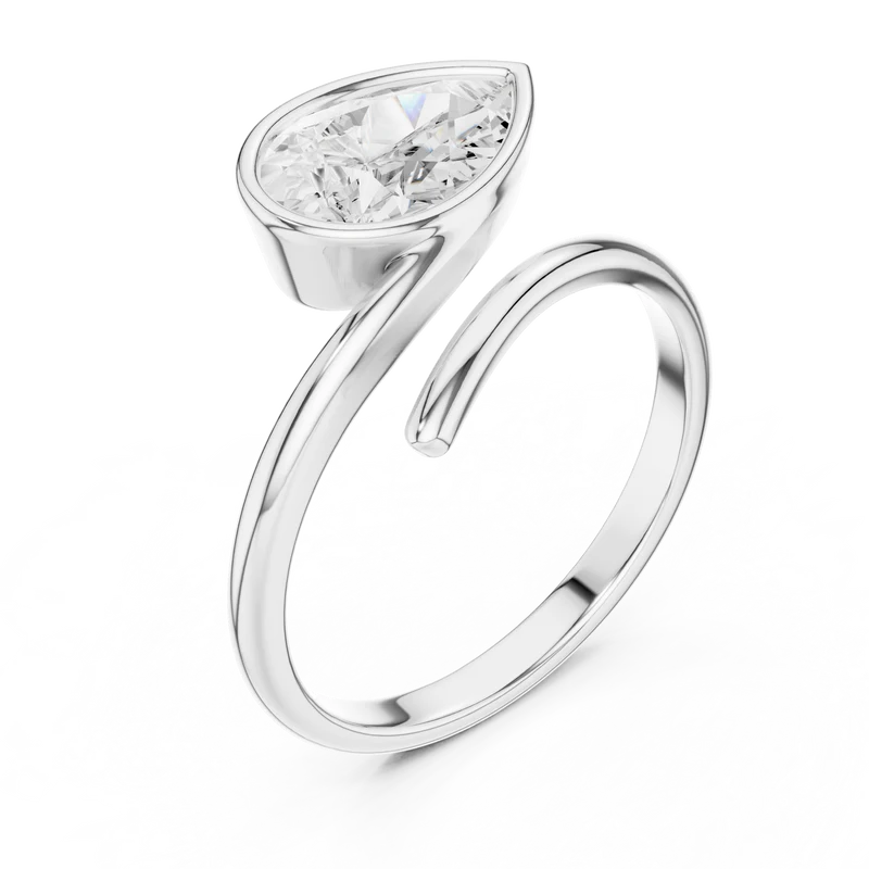 Elegant Pear-Cut Bezel Wrap Diamond Ring