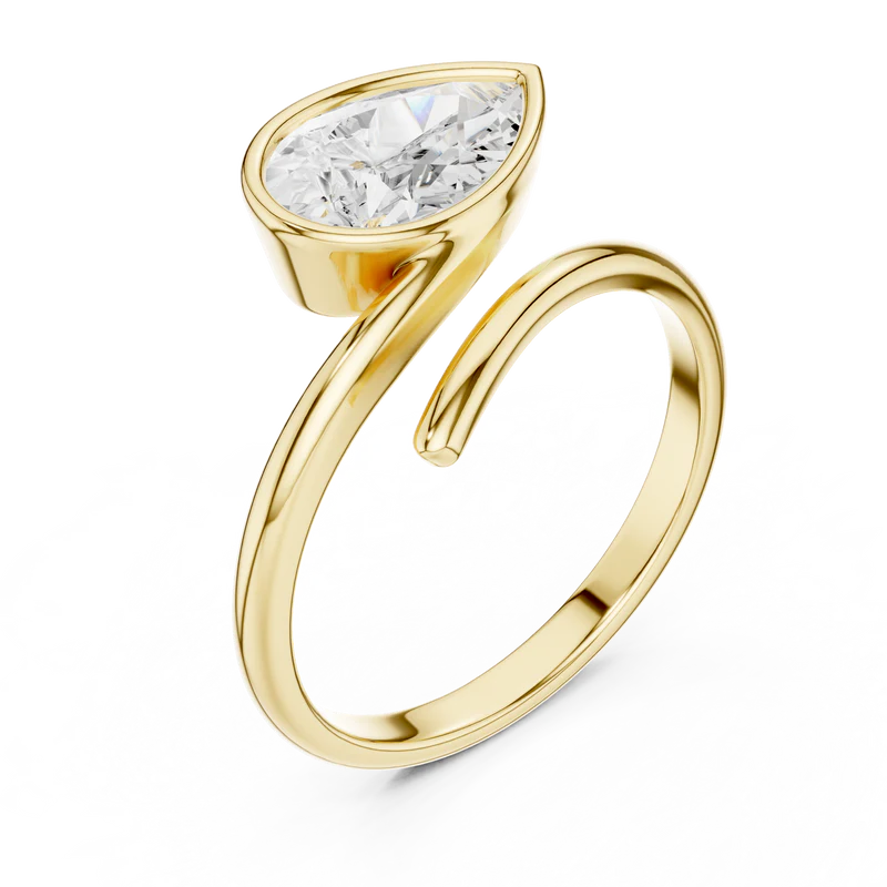 Elegant Pear-Cut Bezel Wrap Diamond Ring
