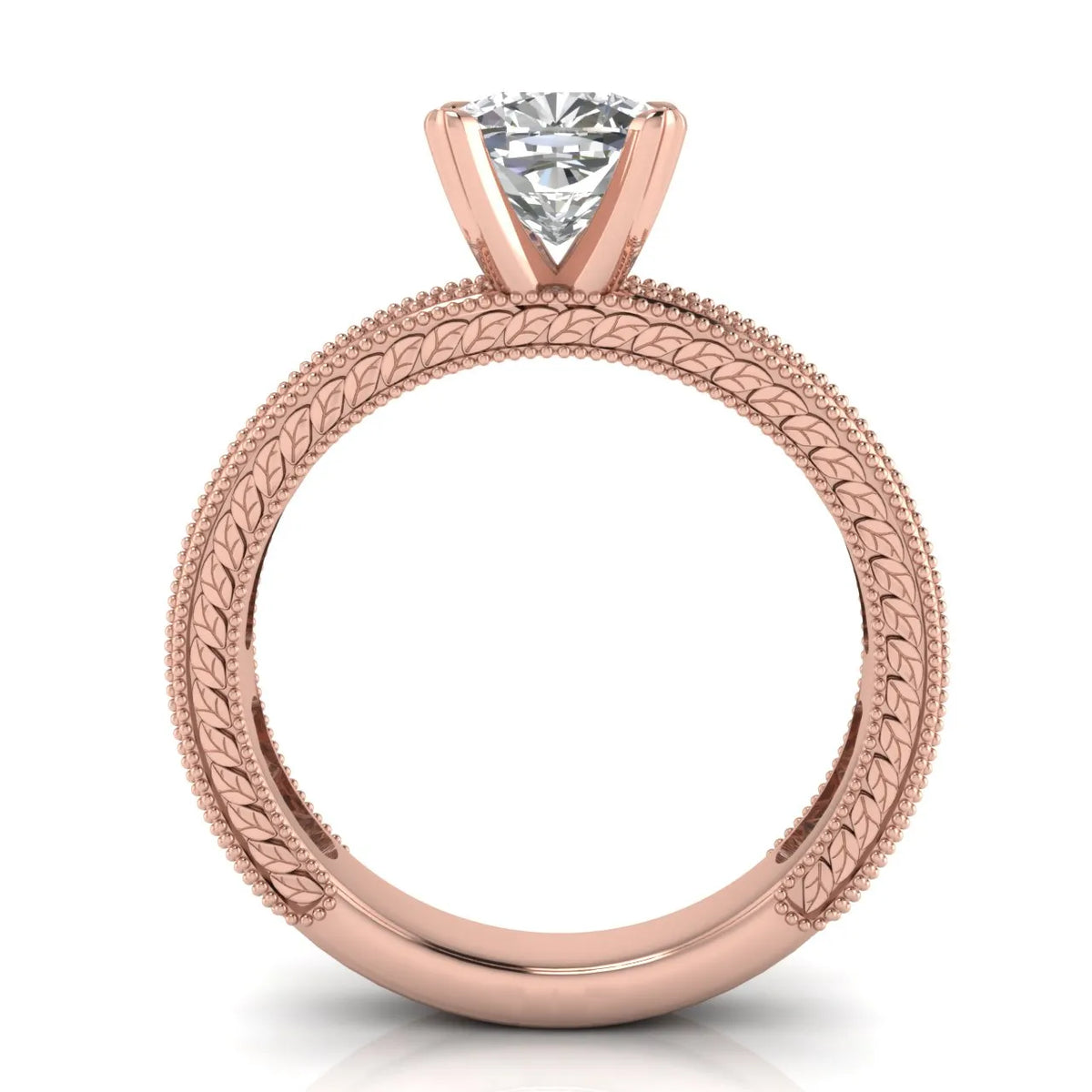 Vintage Milgrain Accent Solitaire Ring