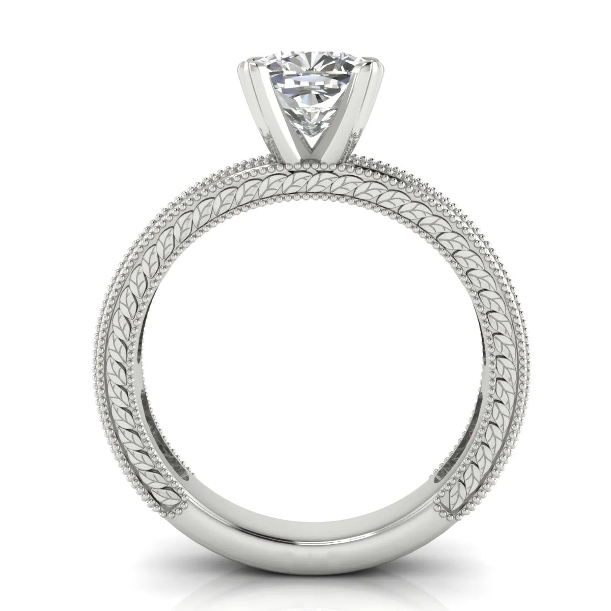 Vintage Milgrain Accent Solitaire Ring