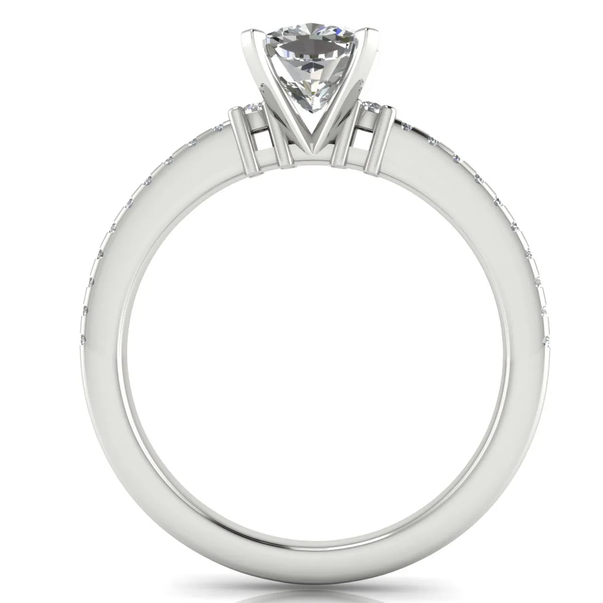Classic Pavé Accent Solitaire Ring