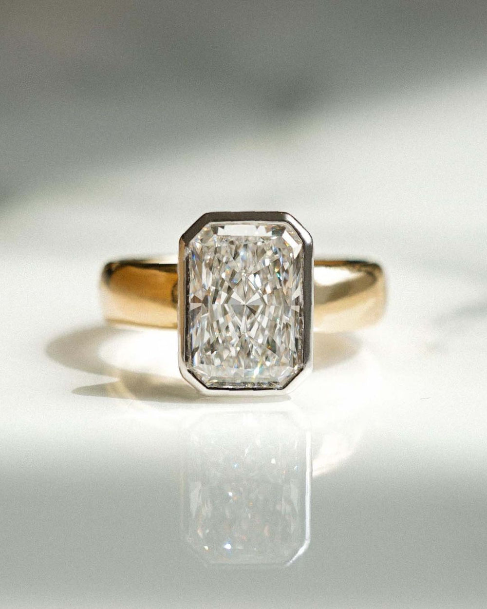Bezel Set Radiant Cut Labgrown Engagement Ring