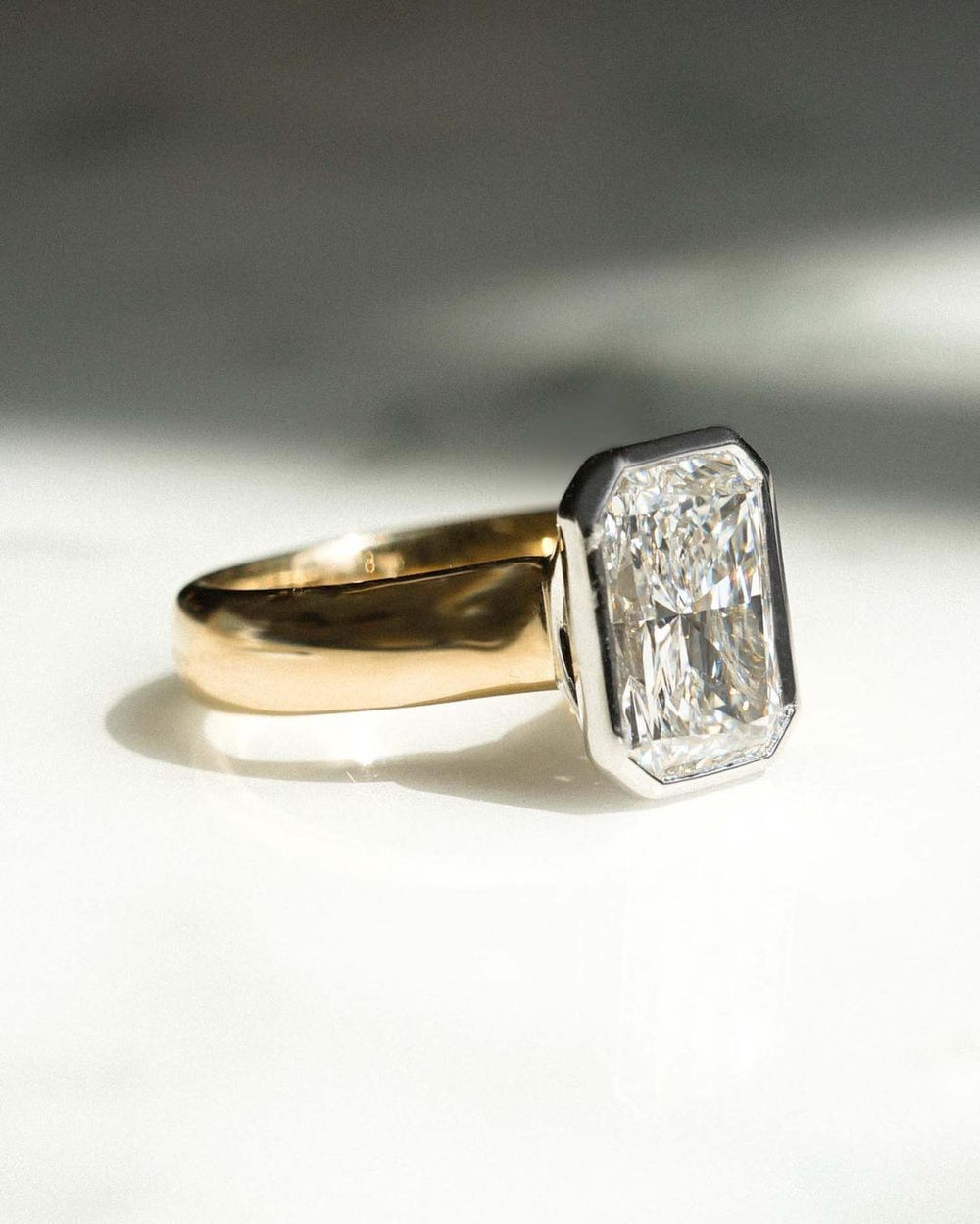 Bezel Set Radiant Cut Labgrown Engagement Ring