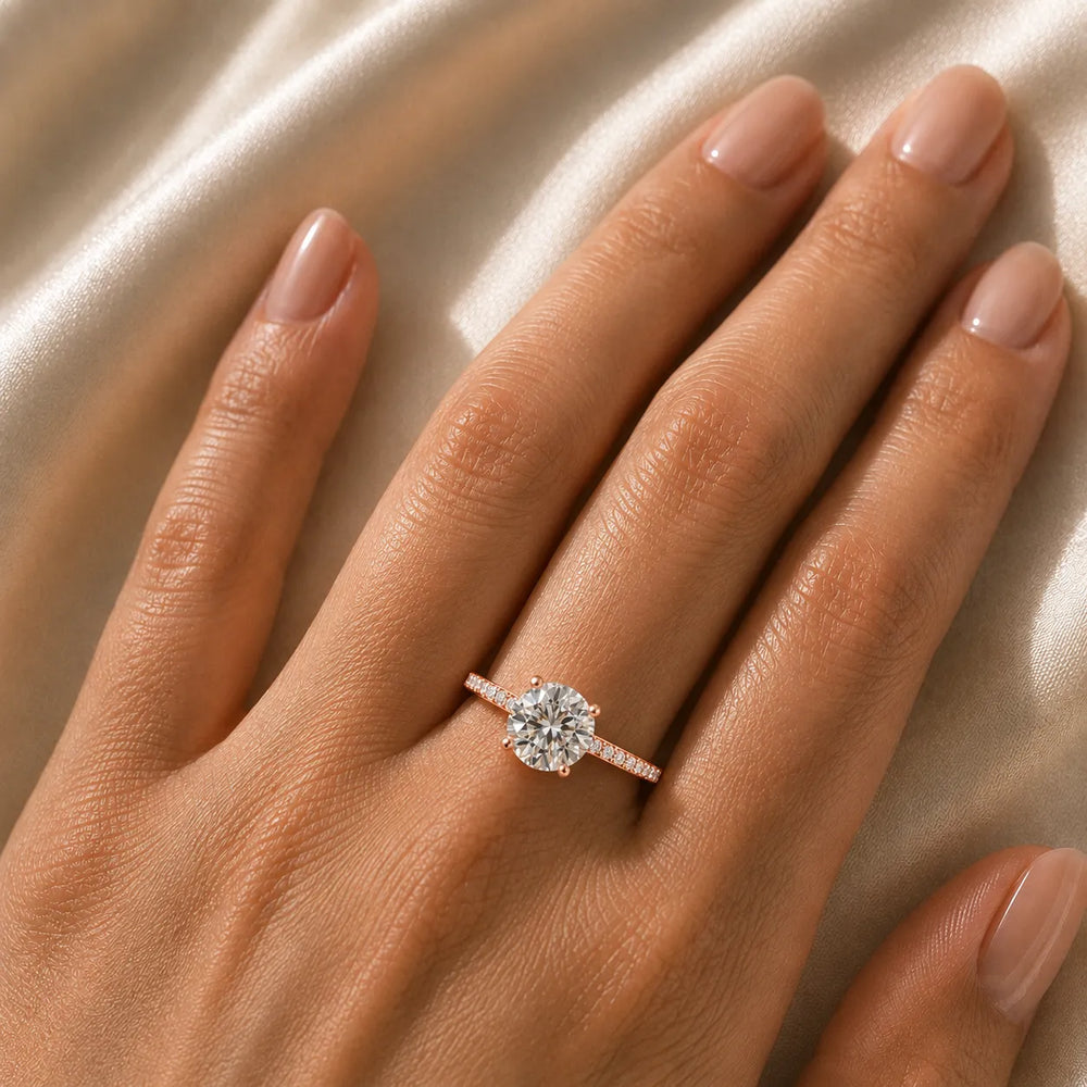 Delicate Pavé Accent Engagement Ring