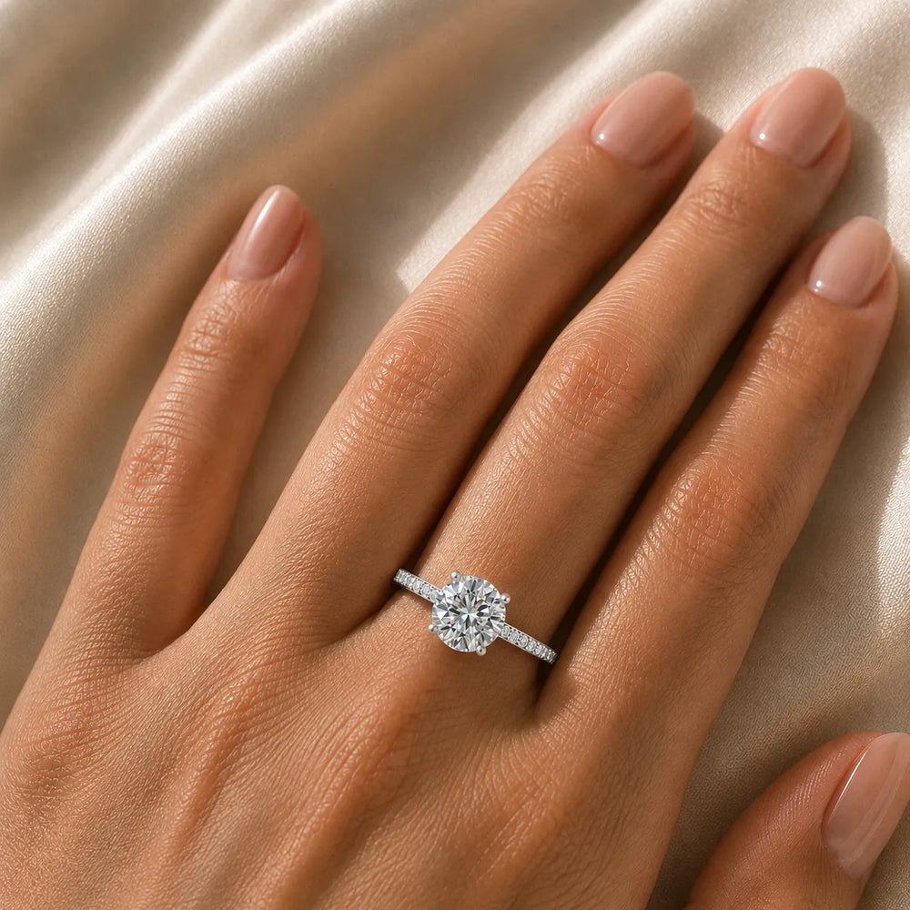 Delicate Pavé Accent Engagement Ring