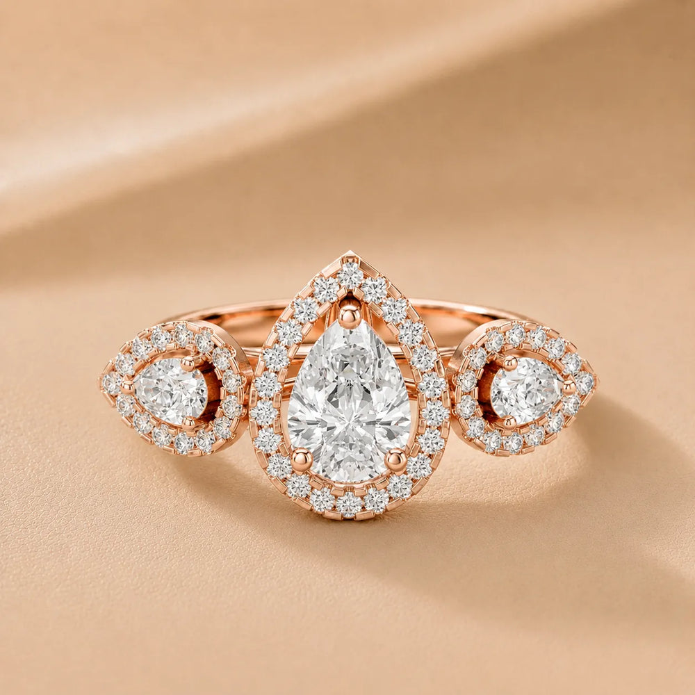 Celeste Cluster Pear Diamond Engagement Ring
