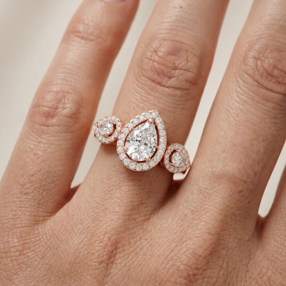 Celeste Cluster Pear Diamond Engagement Ring