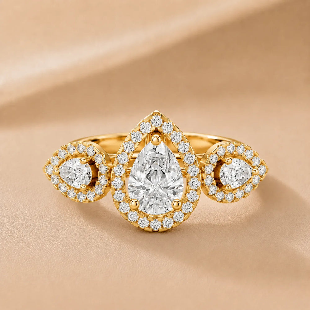 Celeste Cluster Pear Diamond Engagement Ring