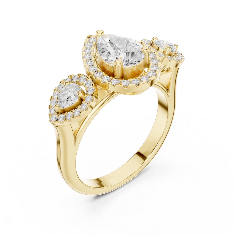 Celeste Cluster Pear Diamond Engagement Ring