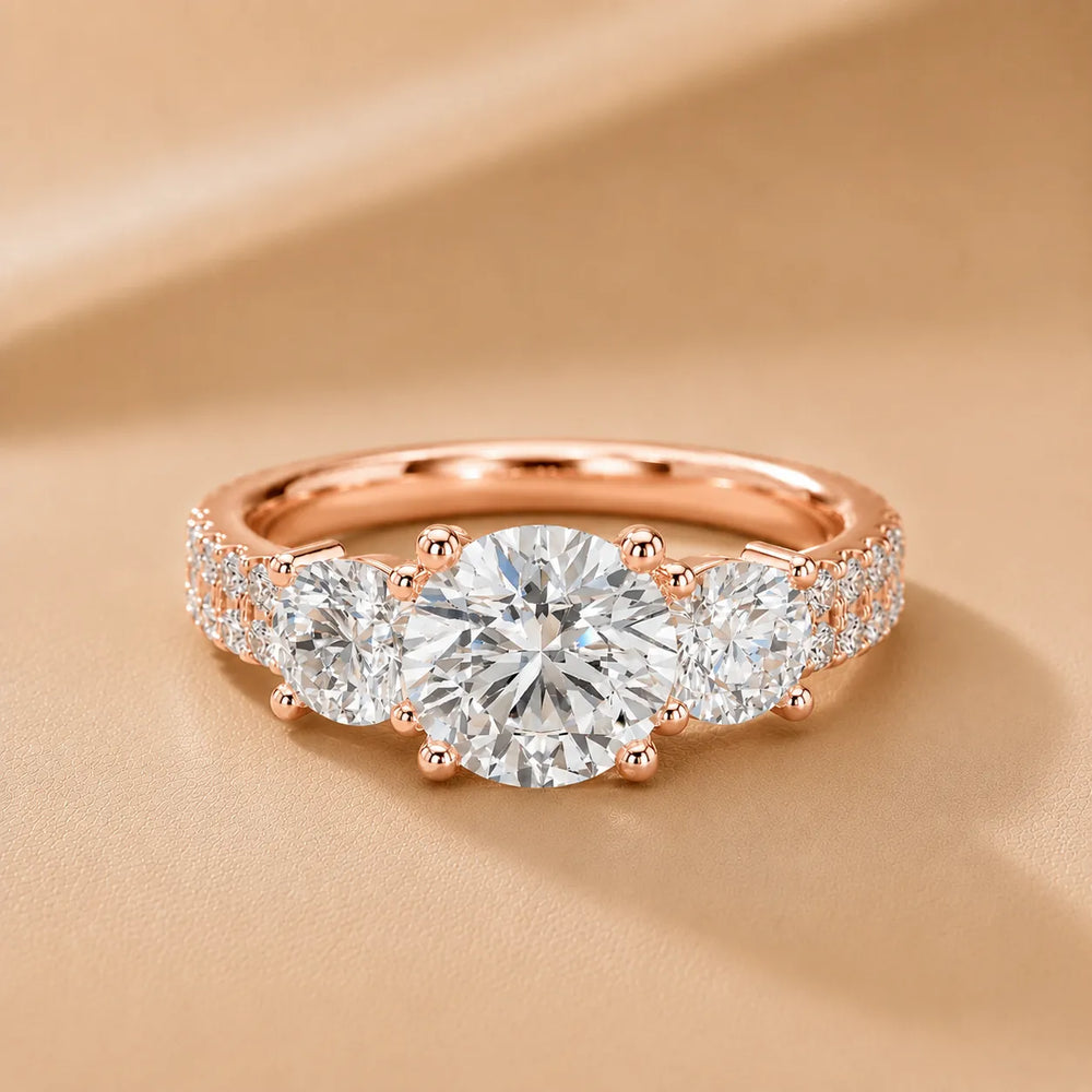 Celeste Three-Stone Round Diamond Engagement Ring