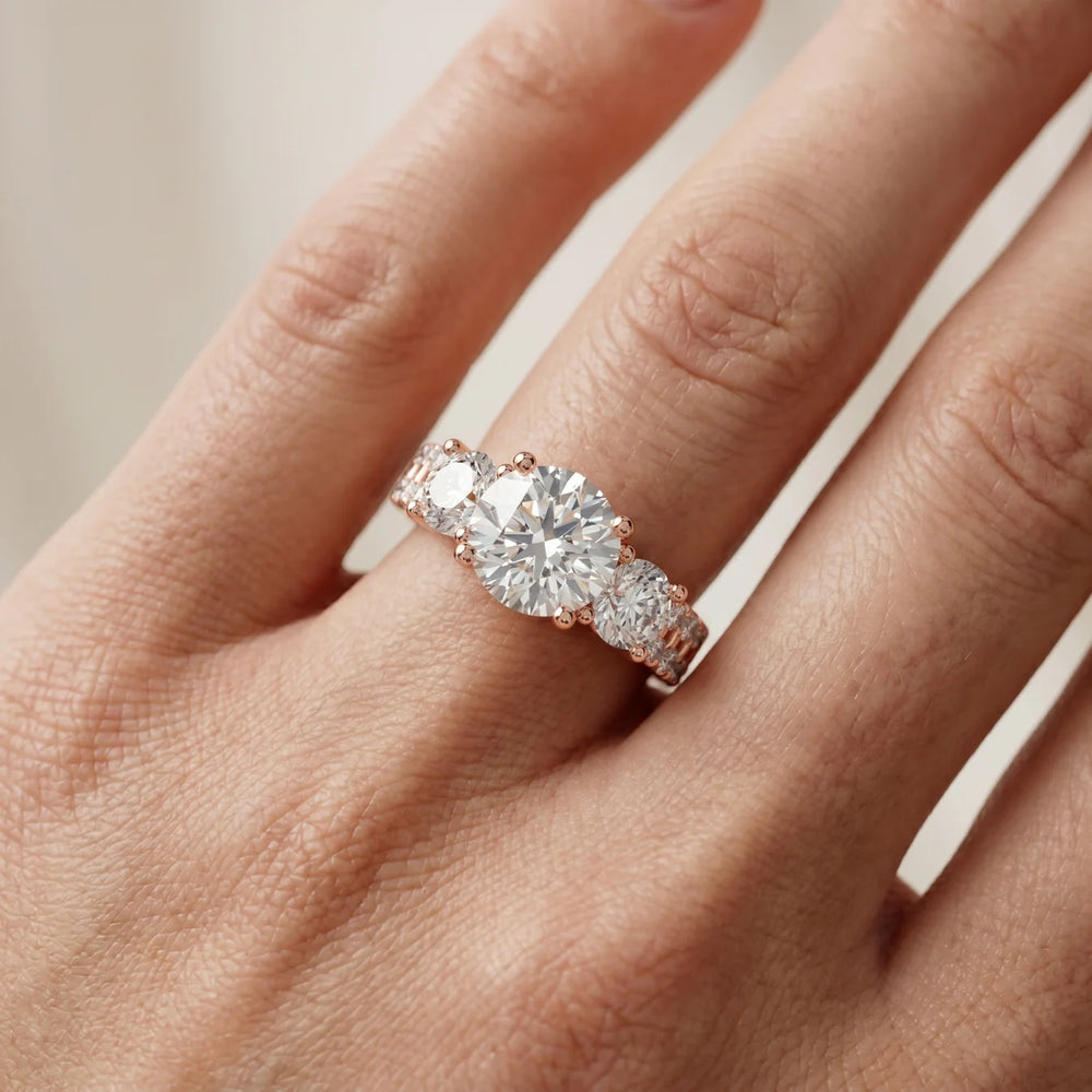 Celeste Three-Stone Round Diamond Engagement Ring