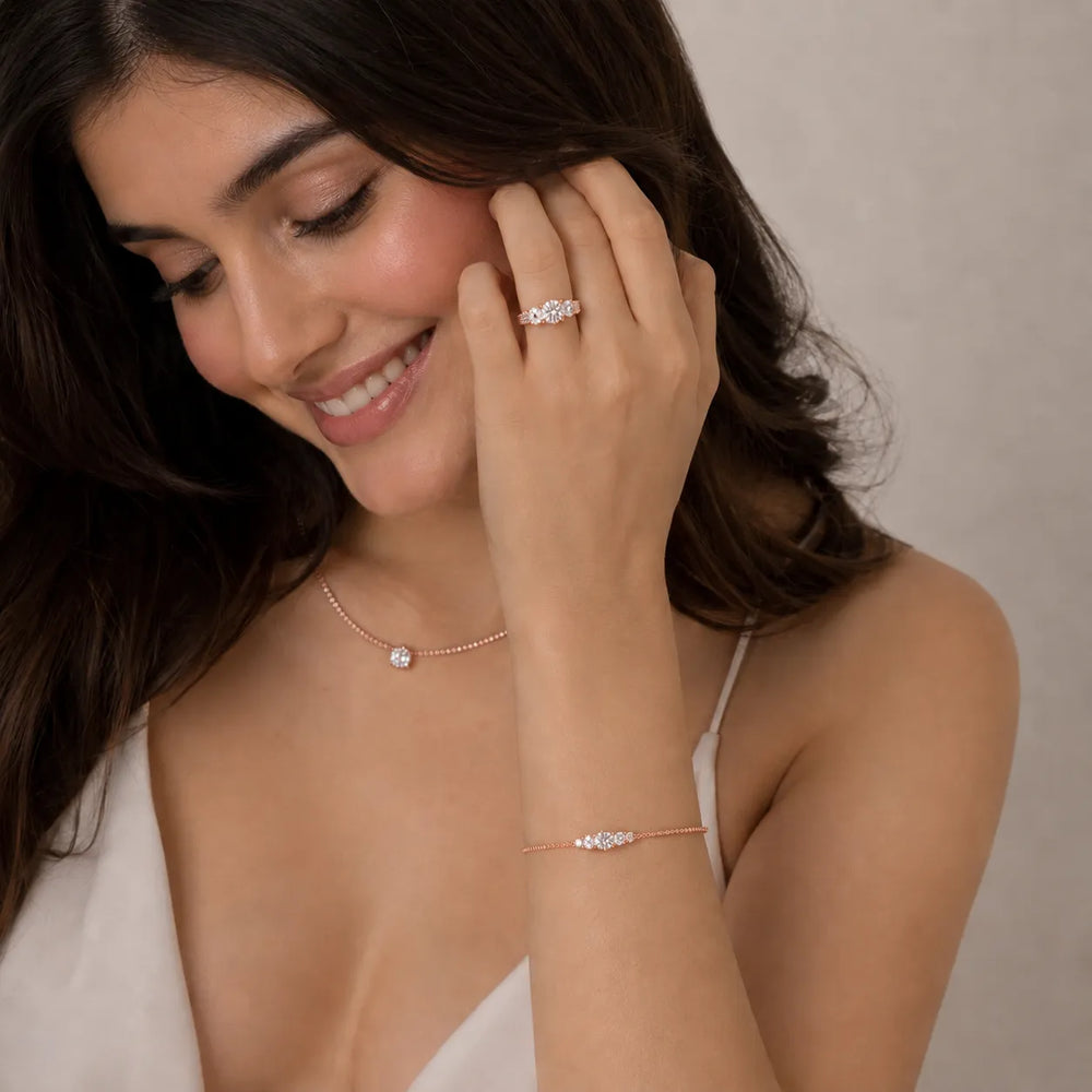 Celeste Three-Stone Round Diamond Engagement Ring