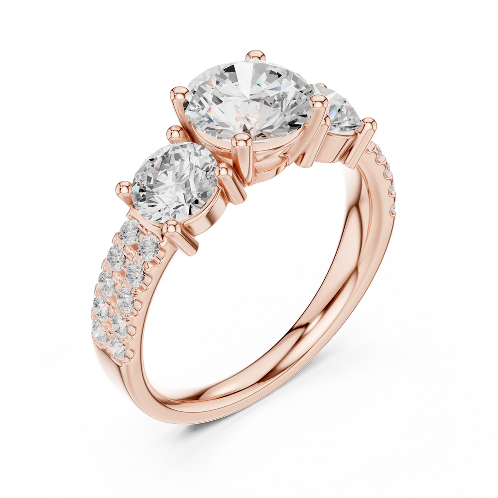 Celeste Three-Stone Round Diamond Engagement Ring