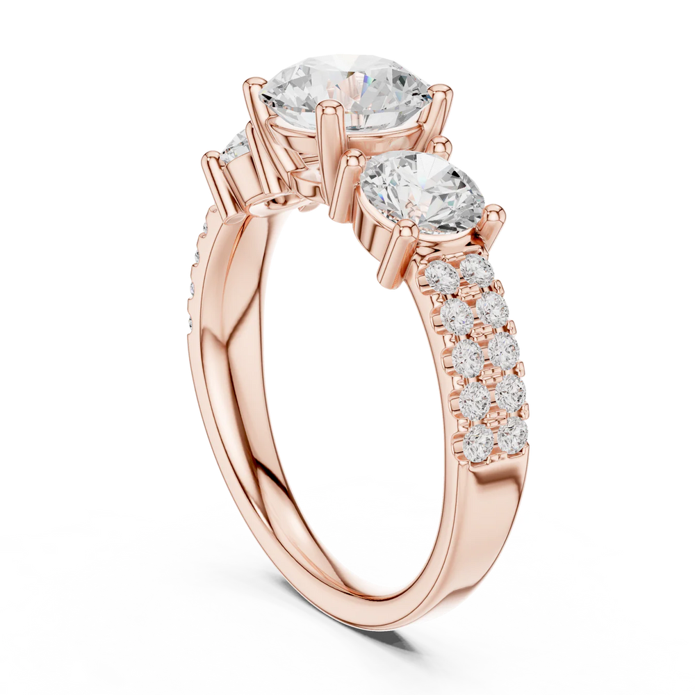 Celeste Three-Stone Round Diamond Engagement Ring