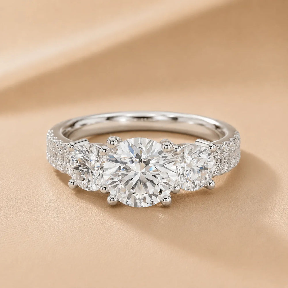 Celeste Three-Stone Round Diamond Engagement Ring