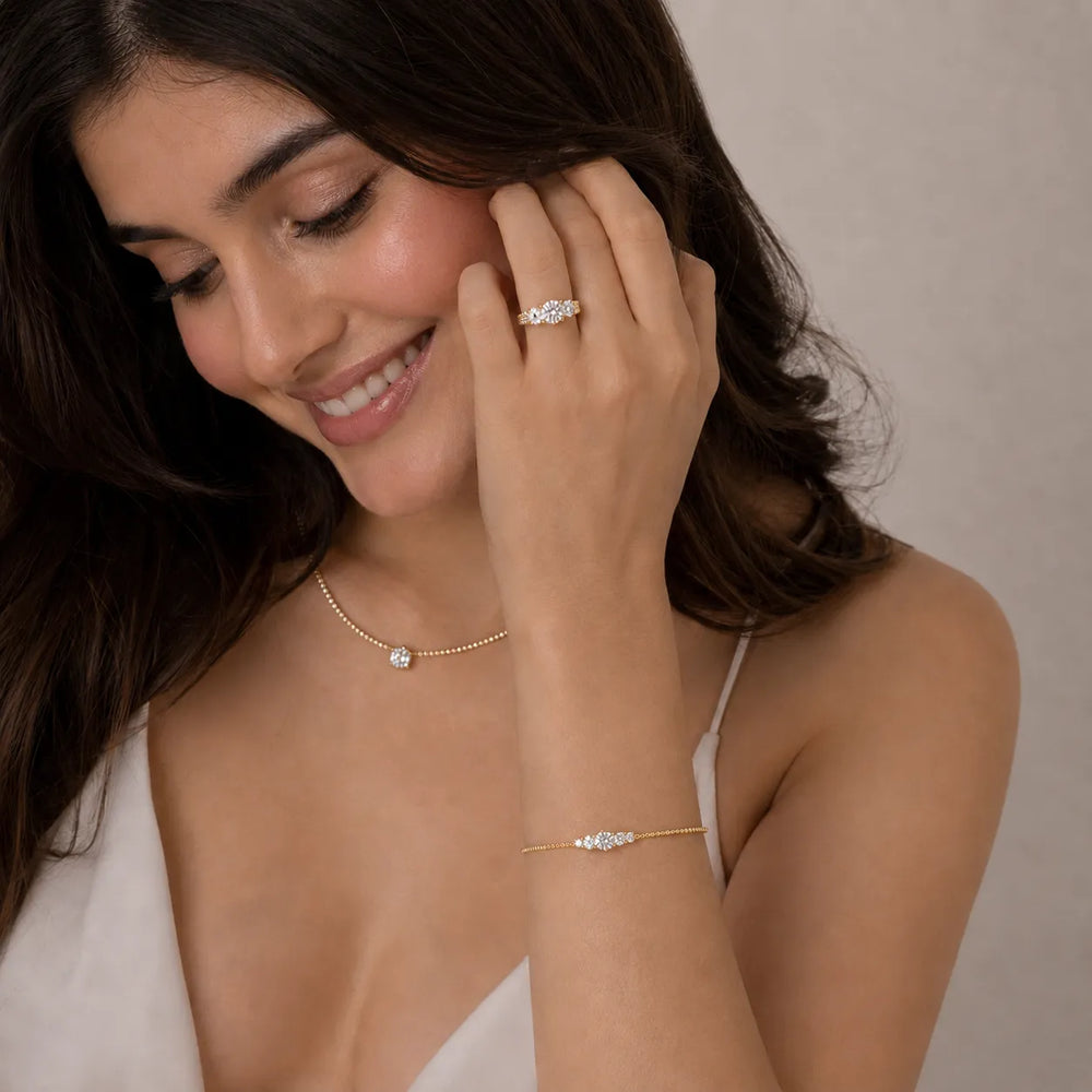 Celeste Three-Stone Round Diamond Engagement Ring