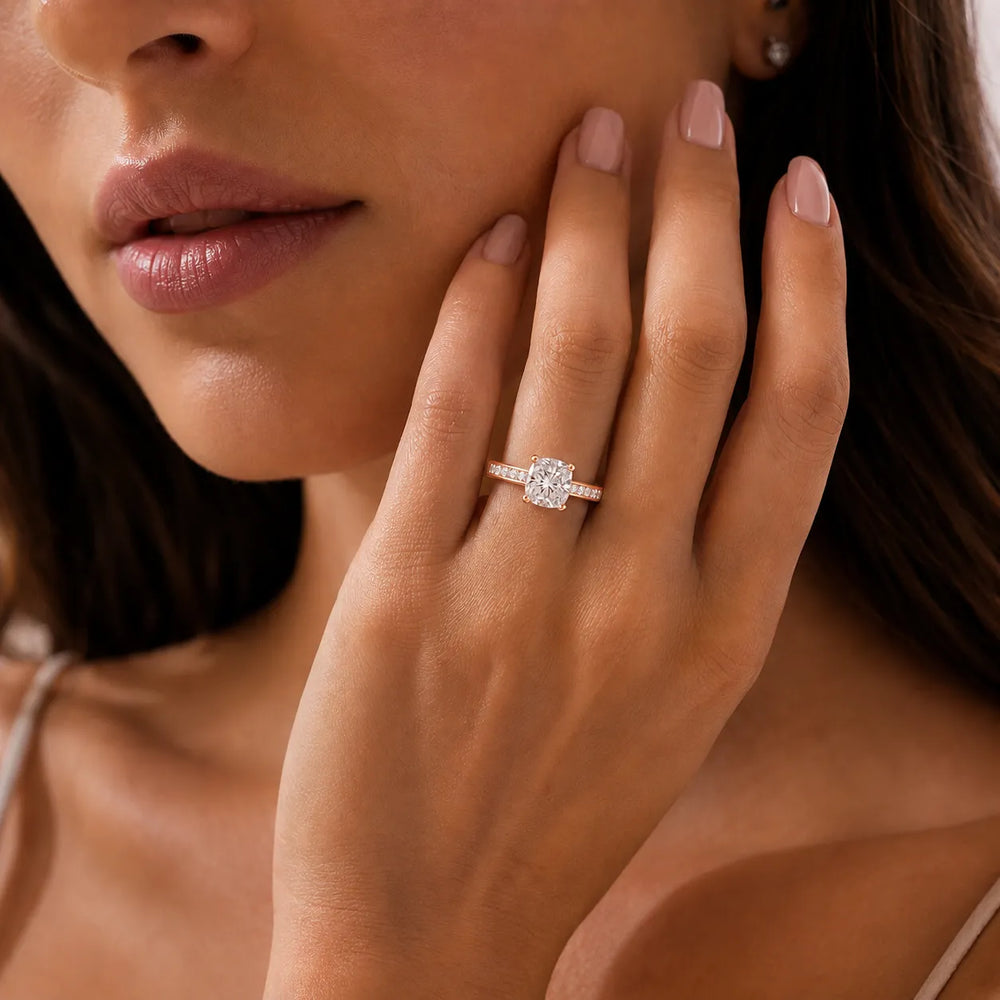 Elegant Channel-Set Accent Engagement Ring