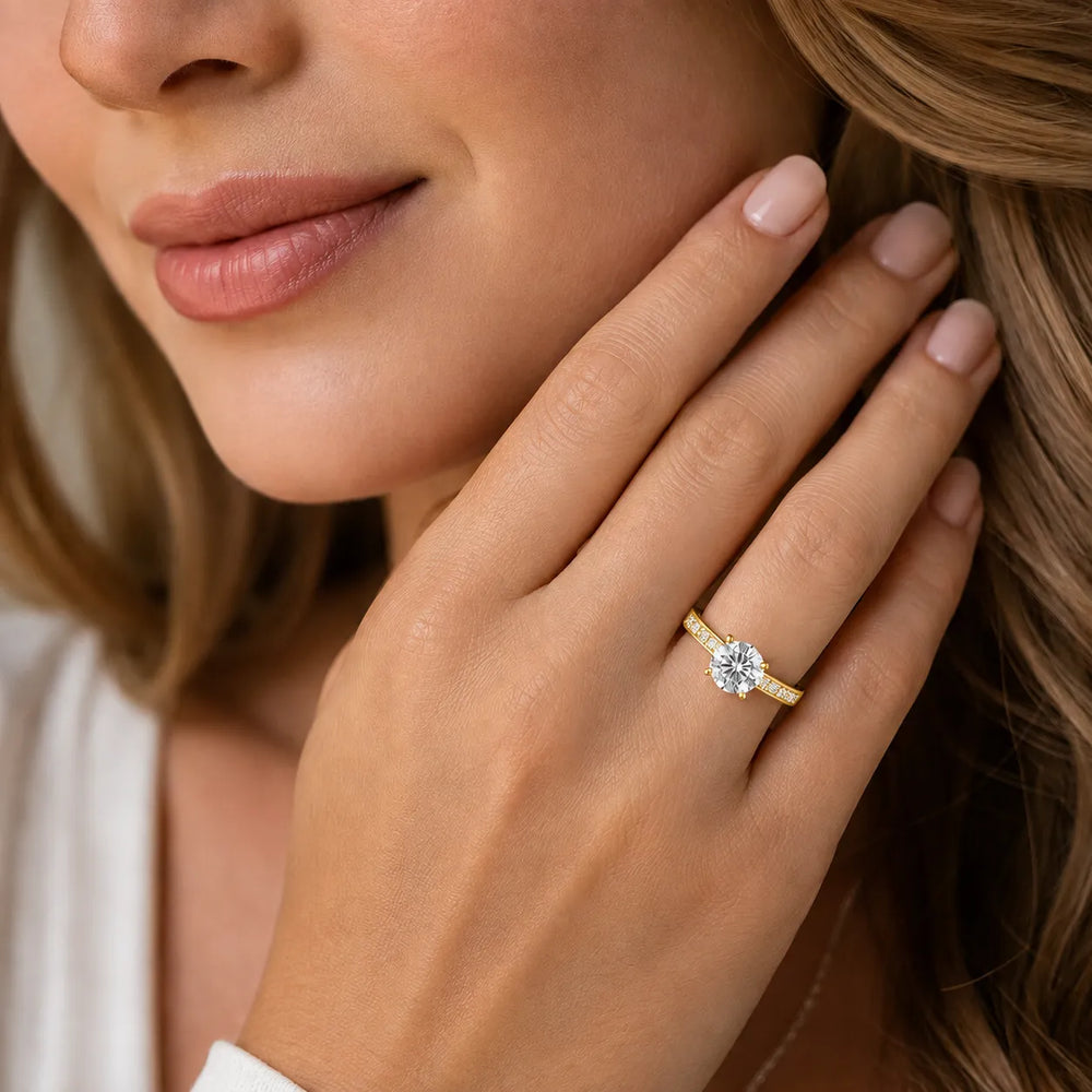 Elegant Channel-Set Accent Engagement Ring
