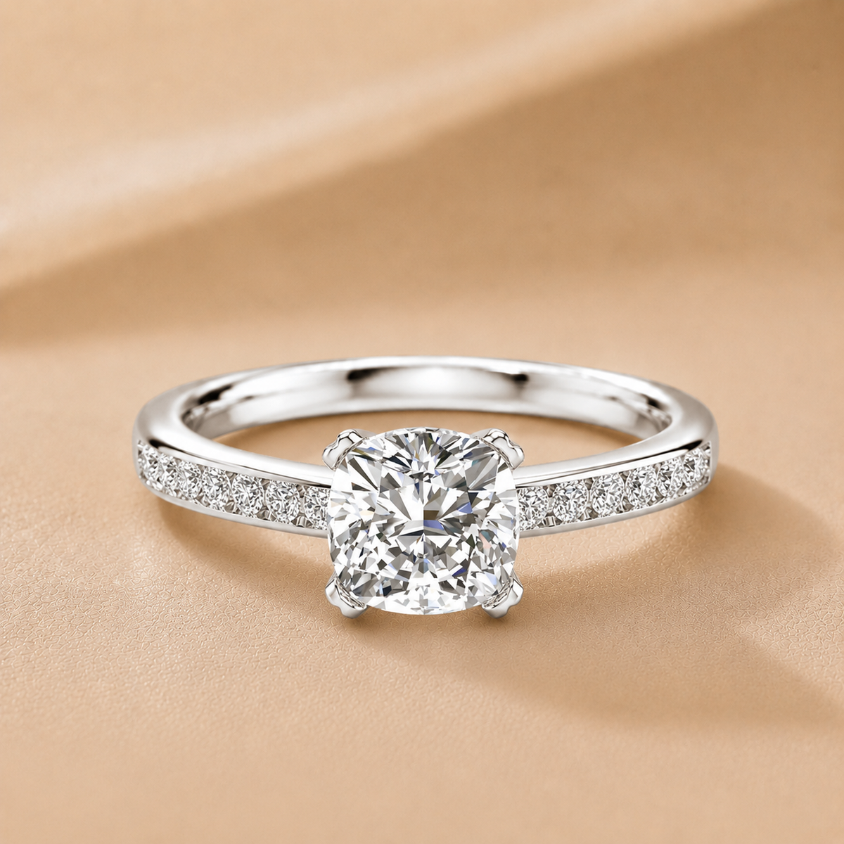 Classic Solitaire Ring with Channel-Set Accent Stones
